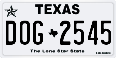 TX license plate DOG2545