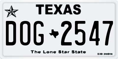 TX license plate DOG2547