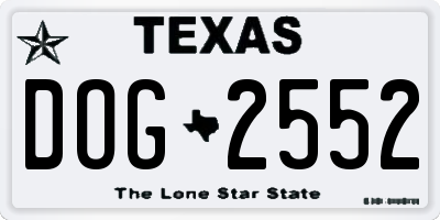 TX license plate DOG2552