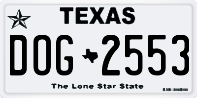 TX license plate DOG2553