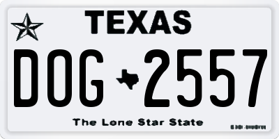 TX license plate DOG2557