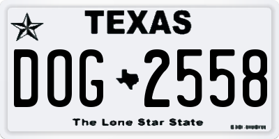 TX license plate DOG2558