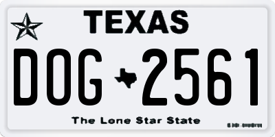 TX license plate DOG2561