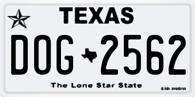 TX license plate DOG2562