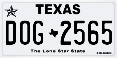 TX license plate DOG2565
