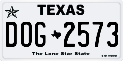 TX license plate DOG2573