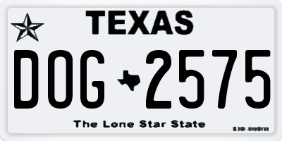 TX license plate DOG2575