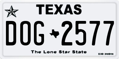 TX license plate DOG2577
