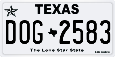 TX license plate DOG2583