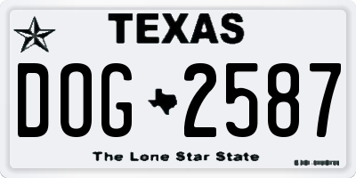 TX license plate DOG2587