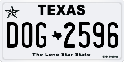TX license plate DOG2596