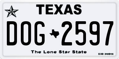 TX license plate DOG2597
