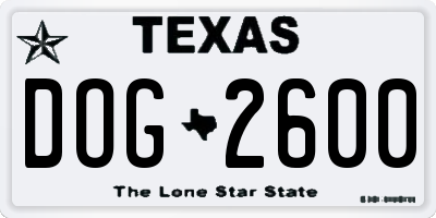 TX license plate DOG2600