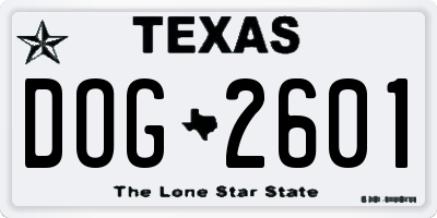 TX license plate DOG2601