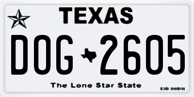 TX license plate DOG2605