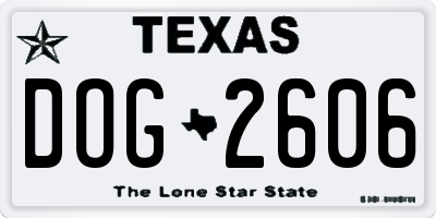 TX license plate DOG2606