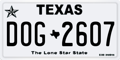 TX license plate DOG2607
