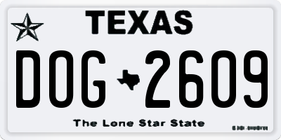 TX license plate DOG2609