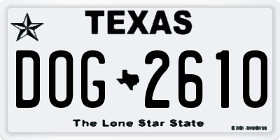 TX license plate DOG2610