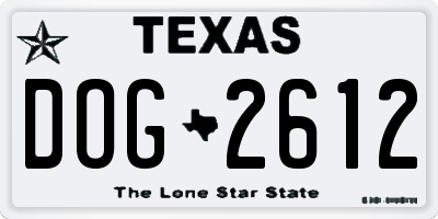 TX license plate DOG2612
