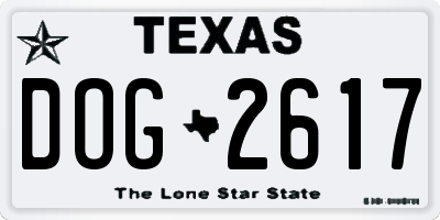 TX license plate DOG2617