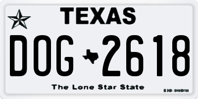 TX license plate DOG2618