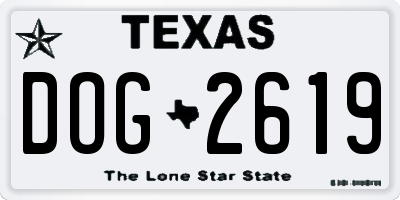 TX license plate DOG2619