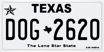 TX license plate DOG2620