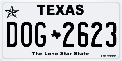 TX license plate DOG2623