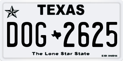 TX license plate DOG2625