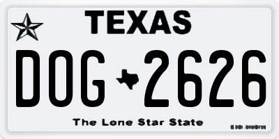 TX license plate DOG2626