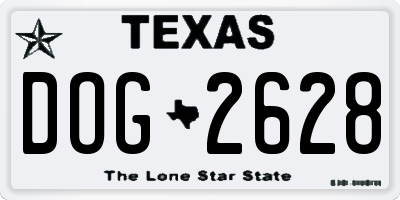 TX license plate DOG2628