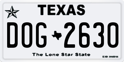 TX license plate DOG2630