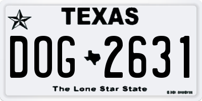 TX license plate DOG2631