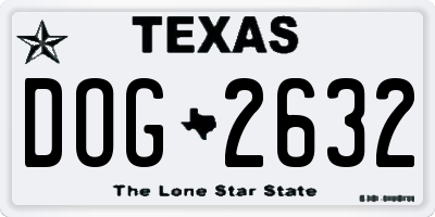 TX license plate DOG2632
