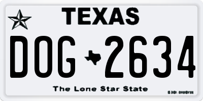 TX license plate DOG2634