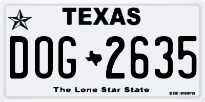 TX license plate DOG2635