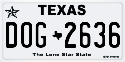 TX license plate DOG2636