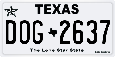TX license plate DOG2637