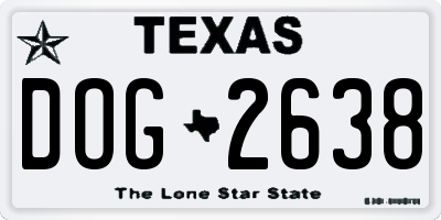 TX license plate DOG2638