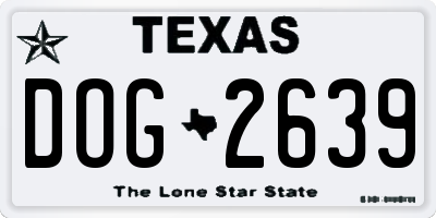 TX license plate DOG2639
