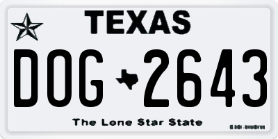 TX license plate DOG2643
