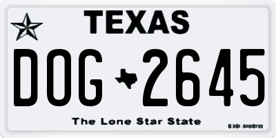 TX license plate DOG2645