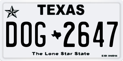 TX license plate DOG2647