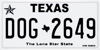 TX license plate DOG2649