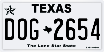 TX license plate DOG2654