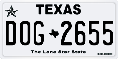 TX license plate DOG2655