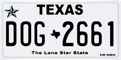 TX license plate DOG2661