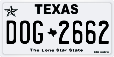 TX license plate DOG2662