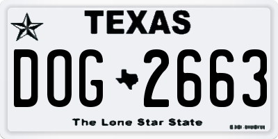 TX license plate DOG2663